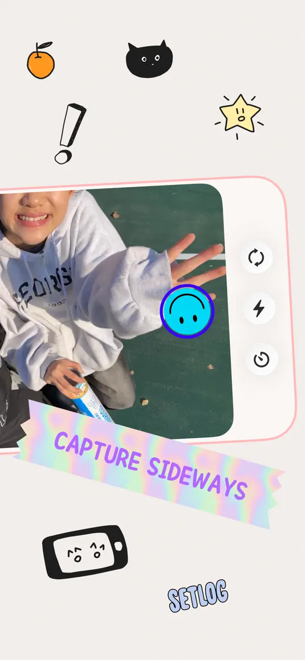 App Store US 3/5:「CAPTURE SIDEWAYS」相机界面(翻转/闪光/延时)